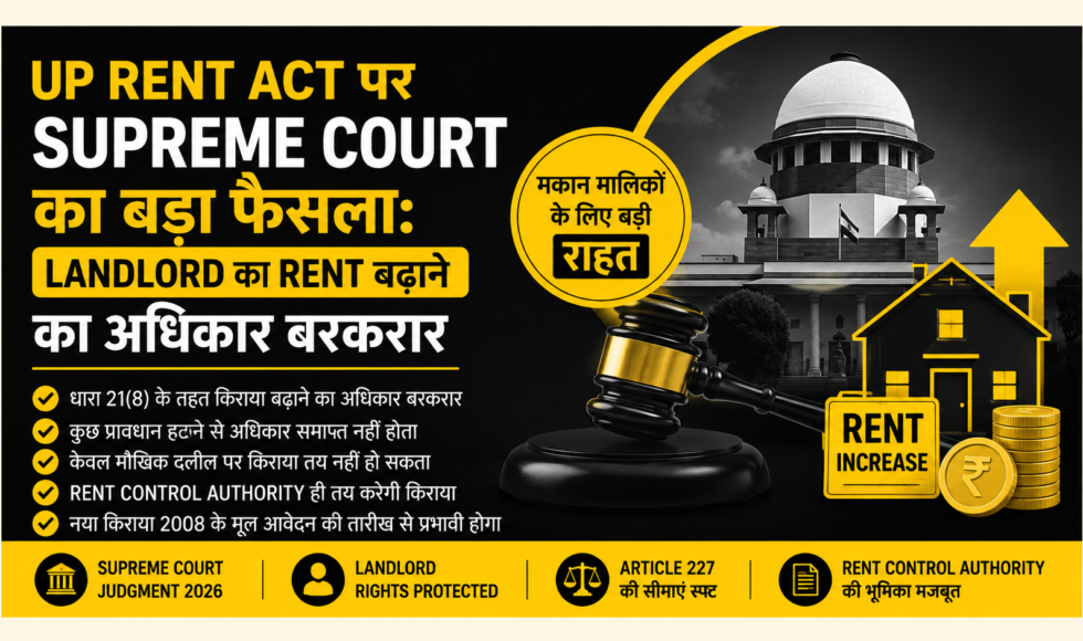 "UP Rent Act Supreme Court decision on landlord rent enhancement rights and rent control authority."
